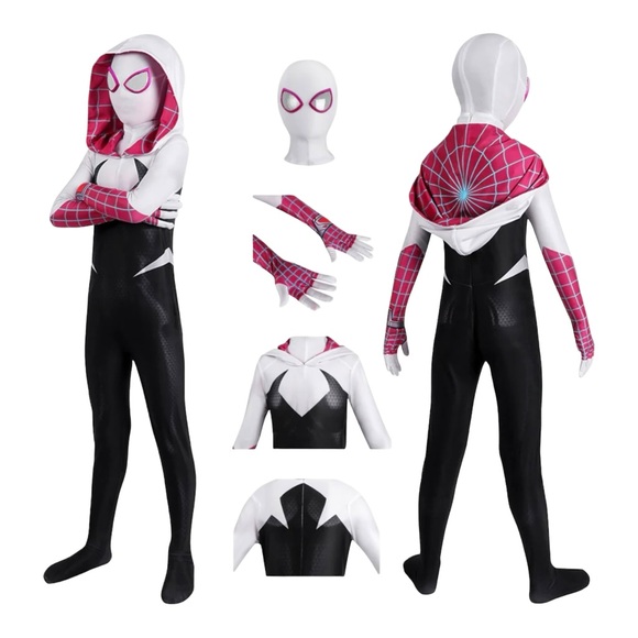 Kids Gwen Stacy Cosplay Costumes Across The Spider-Verse Halloween Suit 6/7years - Picture 2 of 12